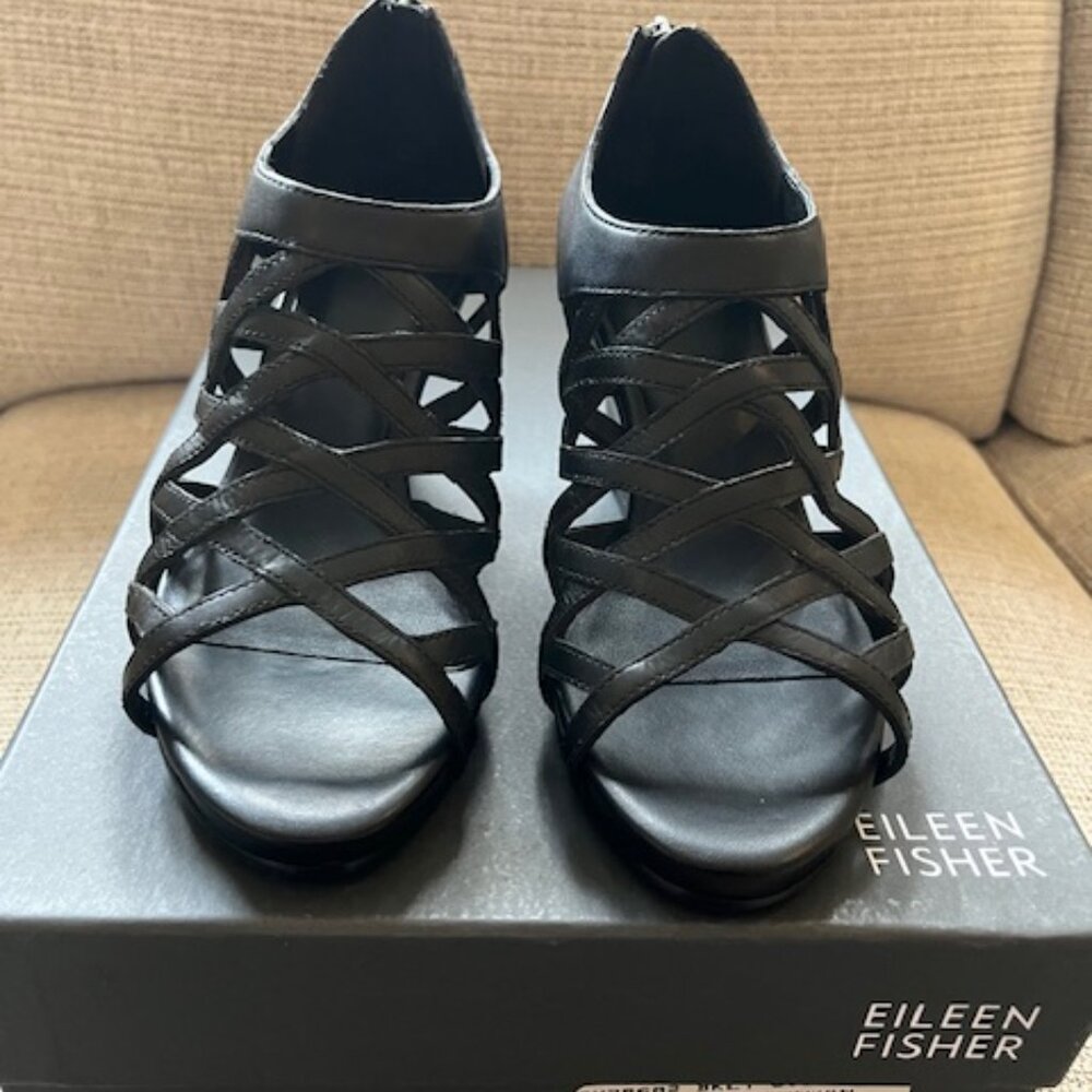 Eileen Fisher Vero Cuoio Strappy Zip Back Sandals - size 6.5 - never worn - Picture 2 of 5